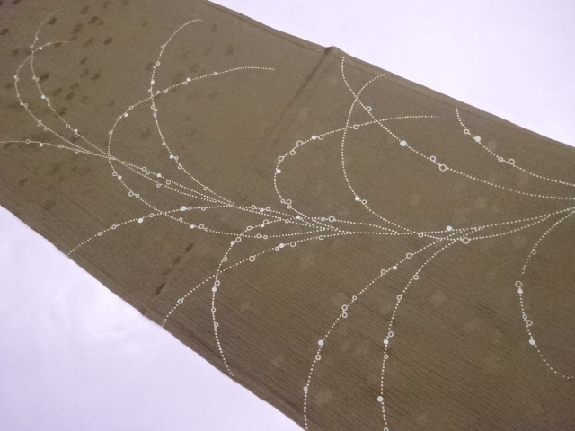 新品　和装小物　帯揚げ　正絹　中国製　洒落糸　幾何学文　地紋入り　処分品
